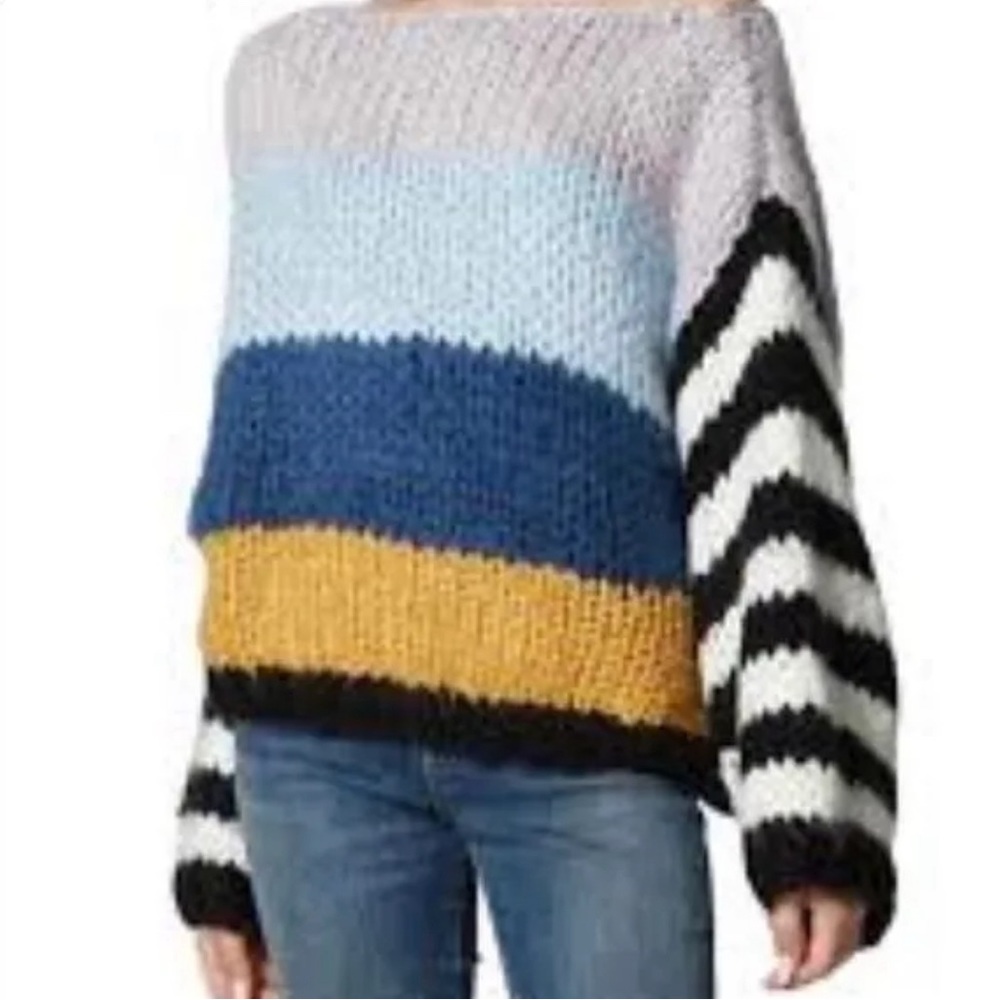 Blank NYC Mixed Signals Chunky Knit Striped Multicolored Sweater